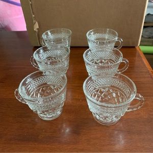 Vintage Anchor Hocking WEXFORD Set of 6 Clear Glass Punch Coffee Cups